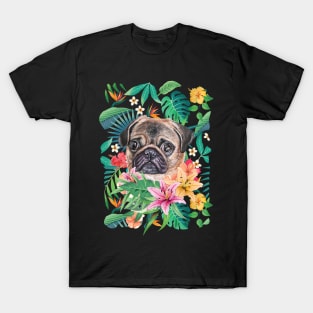 Tropical Pug 8 T-Shirt